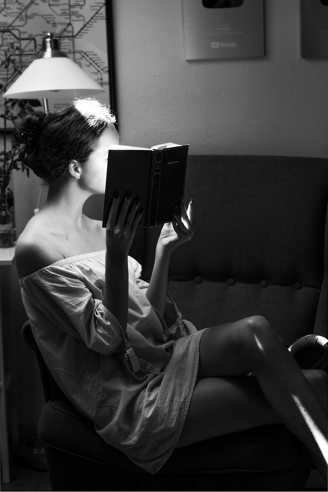 person reading book quietly