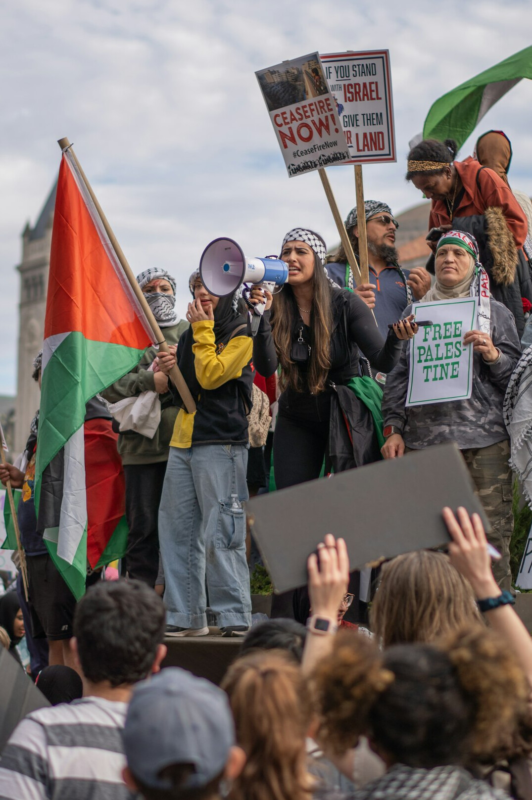 crowd of people protesting